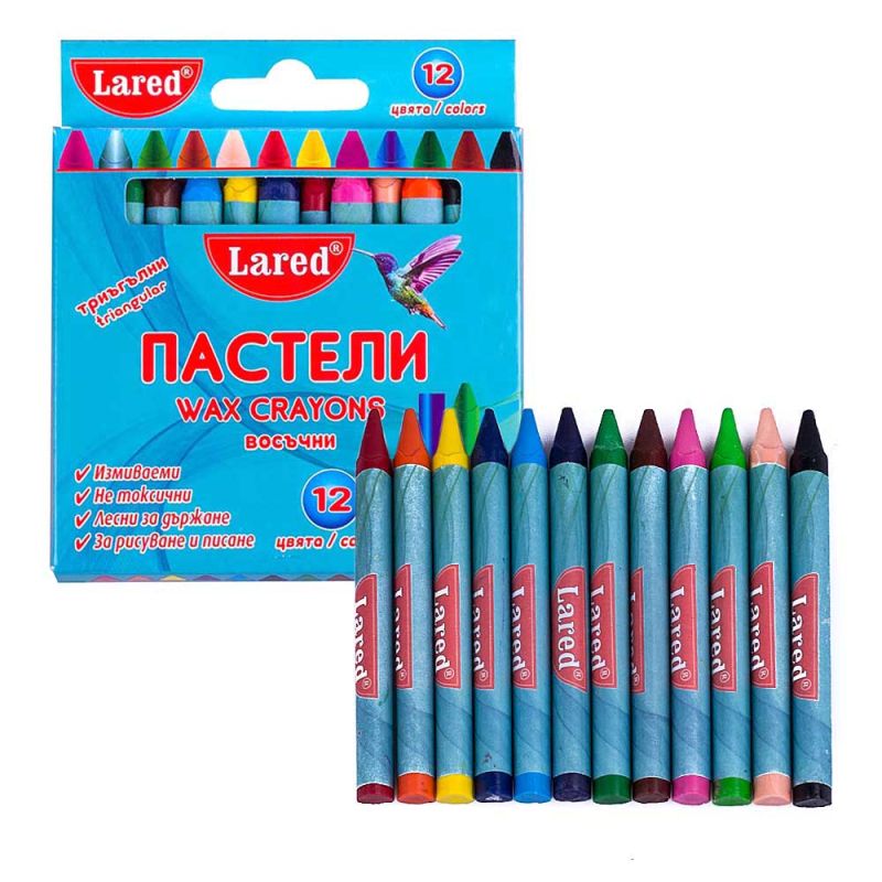 Пастели Lared, 12 цвята, восъчни, триъгълни
