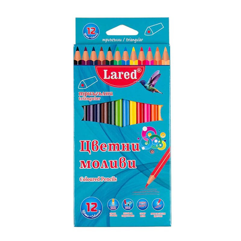 Цветни моливи триъгълни Lared 12 цвята