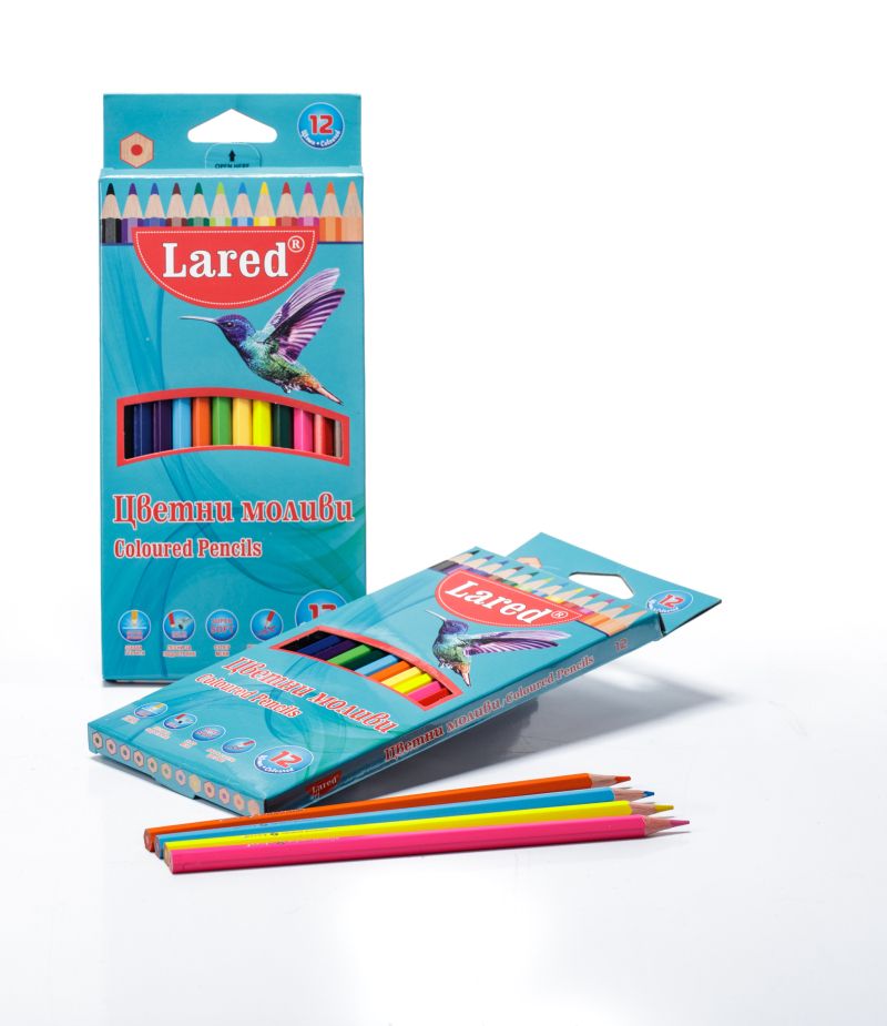 Цветни моливи ЛАРЕД 12цвята , дълги