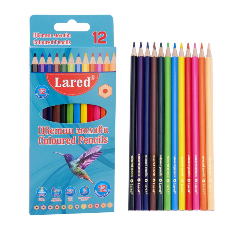 Цветни моливи ЛАРЕД 12цвята , дълги