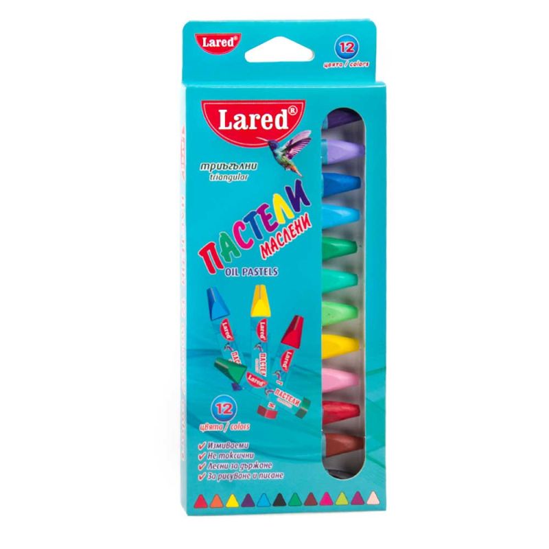 Пастели Lared, 12 цвята, маслени, триъгълни