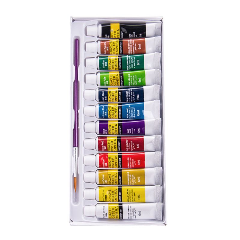 Темперна бои Dinel 12цвята, 6мл в туби