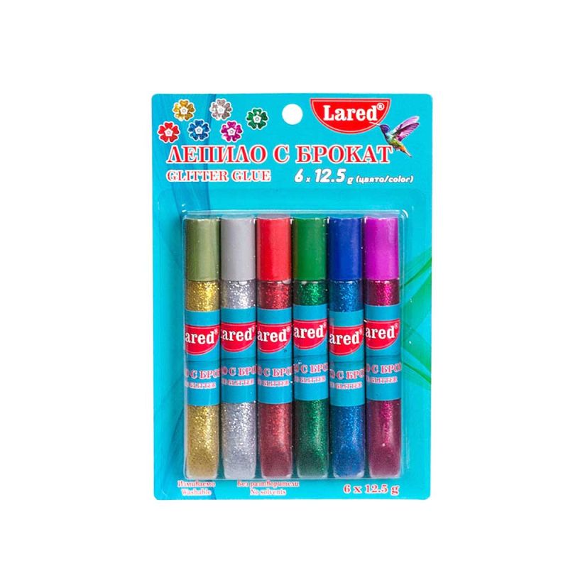Комплект лепило брокат 6 цвята, 12.5гр