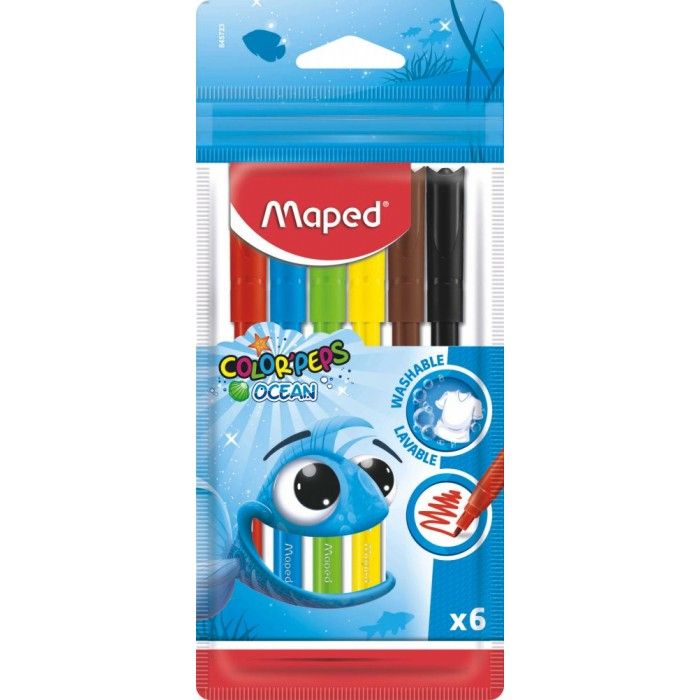 Комплект флумастери Maped Color Peps - Ocean, 6 цвята