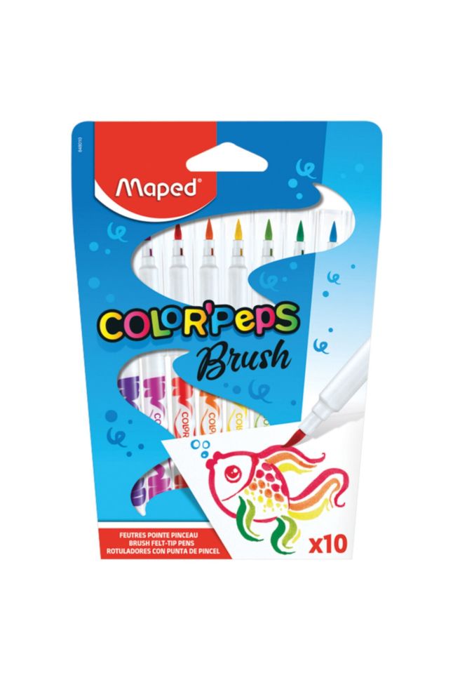 Флумастeри Maped, връх-четка, 10 цвята