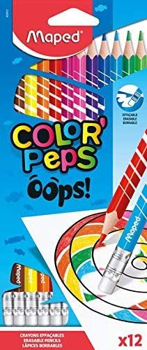 Цветни моливи Maped Color'Peps + гума, 12 цвята