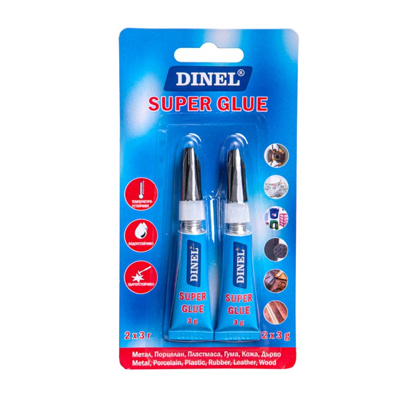 Лепило секундно Dinel 3гр, 2бр в блистер