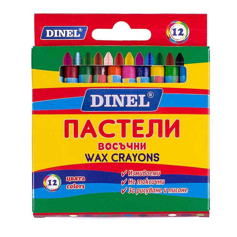 Пастели Dinel, 12 цвята, восъчни