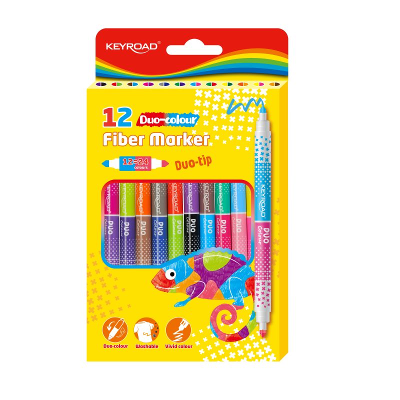 Комплект двувърхи флумастери Кeyroad - 12 броя, 24 цвята, KR972435
