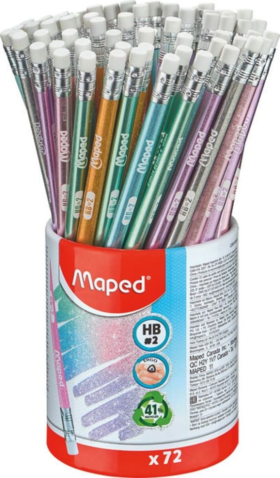 Молив Maped + гума триъгълен брокат