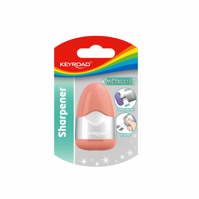 Острилка + гума Keyroad Metallic, асортимент, KR972936