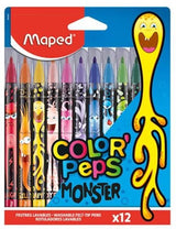 Комплект флумастери Maped Color Peps - Monster, 12 цвята