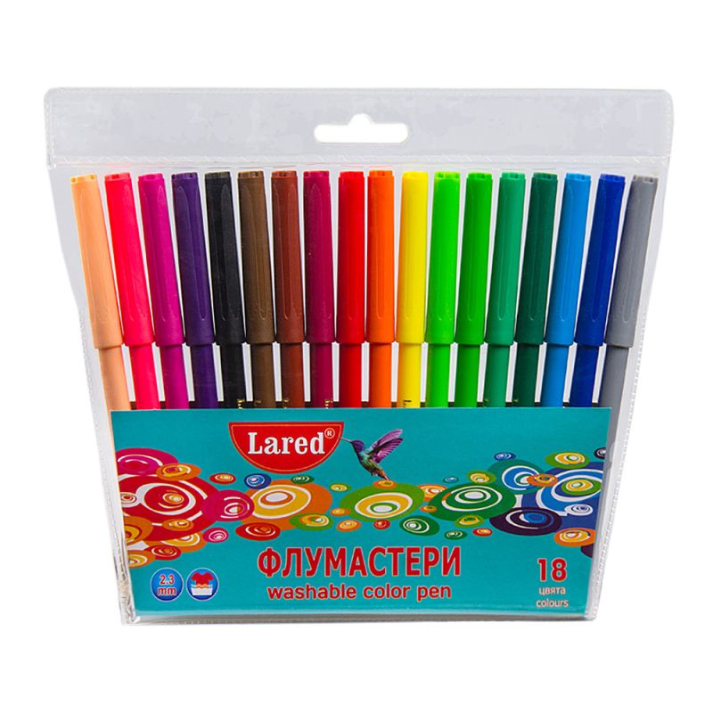 Флумастери Lared, 18 цвята
