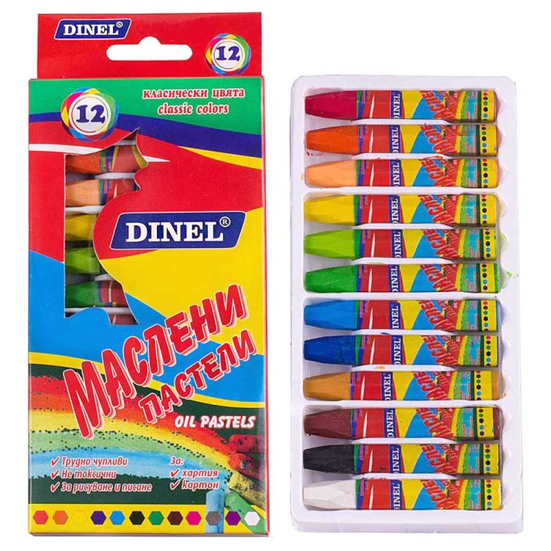 Пастели Dinel, 12 цвята, маслени