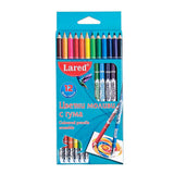 Цветни моливи Lared 12 цвята с гума, дълги