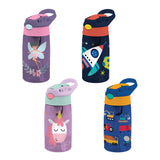 Бутилка за вода със сламка 500 мл, 4 дизайна, 7x17, асортимент