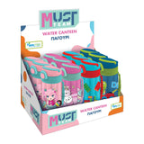 Бутилка за вода със сламка 500 мл, 4 дизайна, 7x17.5, асортимент