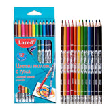 Цветни моливи Lared 12 цвята с гума, дълги