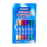 Комплект лепило брокат, Dinel 6цвята, 10.5мл