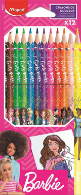 Цветни моливи Maped Barbie, 12 цвята