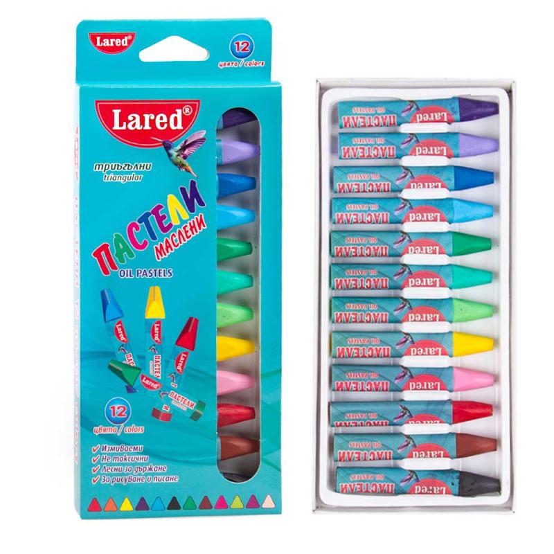 Пастели Lared, 12 цвята, маслени, триъгълни