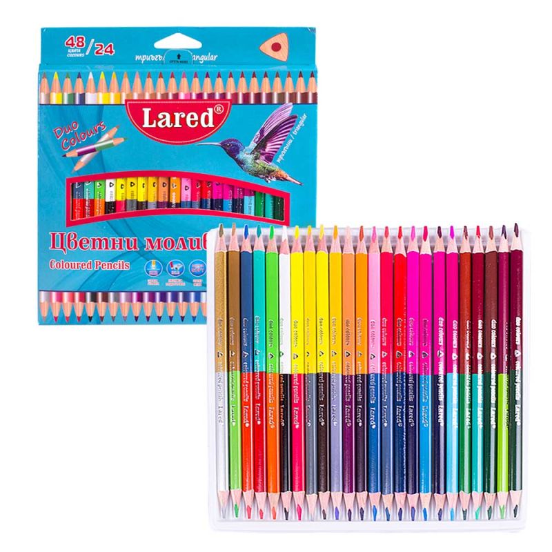 Цветни моливи, триъгълни Lared Duo 24/48цвята