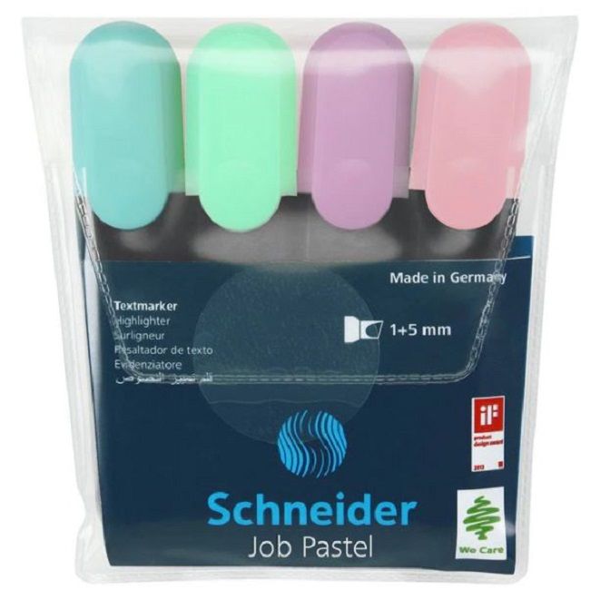 Текстмаркер Schneider - Job Pastel, 4 цвята